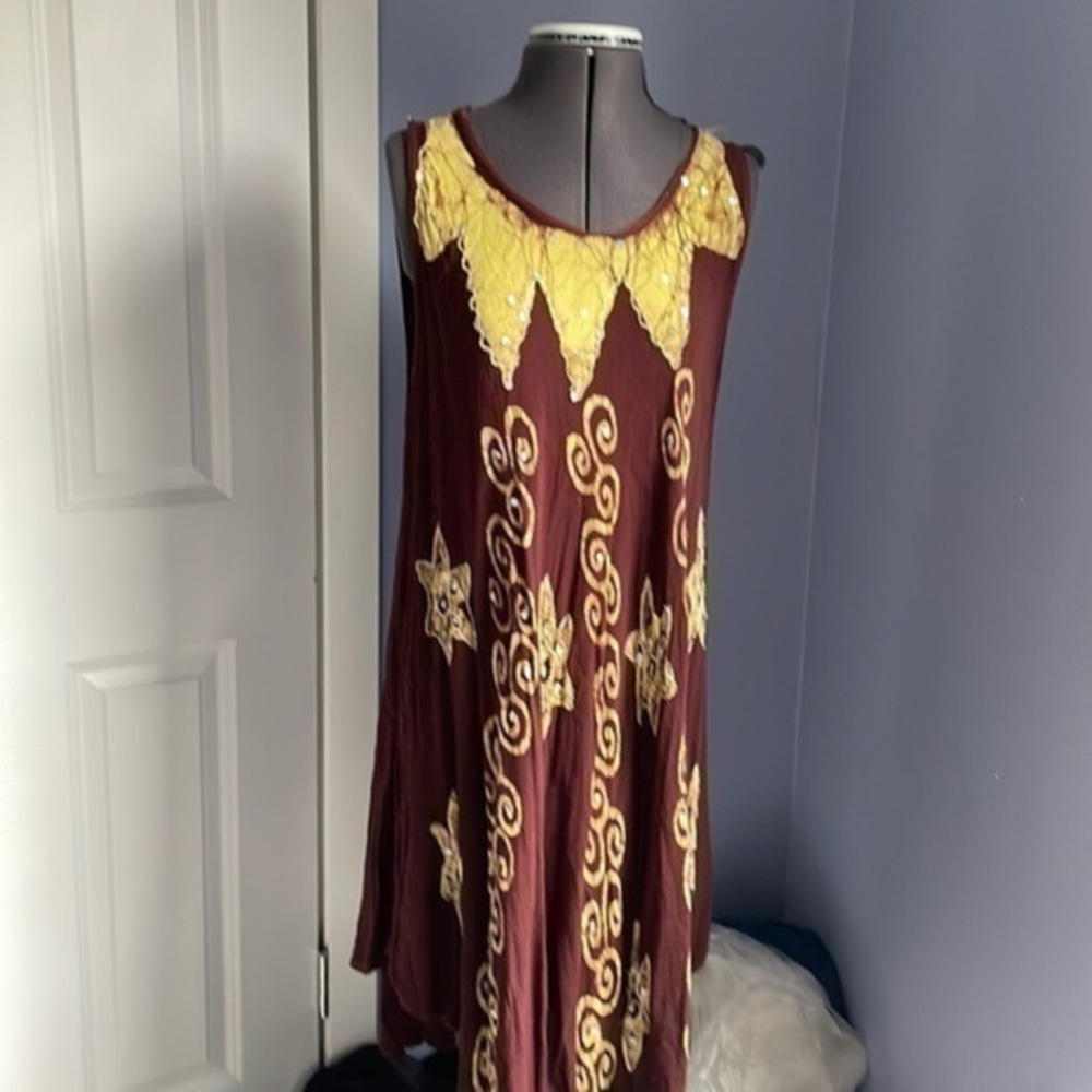 Khushbu dress one size dress brown and gold